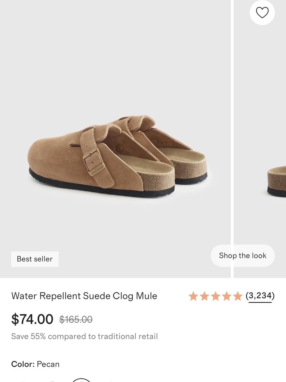 Quince Pecan Suede Clog Mule